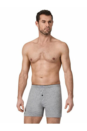 2 Adet Siyah Renk Düğmeli Penye Boxer