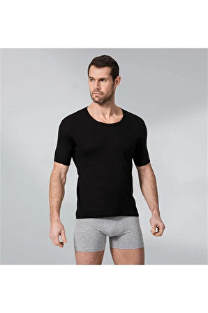 2 Adet Gri Renk Ribana Bisiklet Yaka Fanila