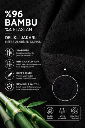 Erkek Bambu Atlet %96 Bambu Delikli Jakarlı Nefes Alabilen Esnek Günlük Atlet