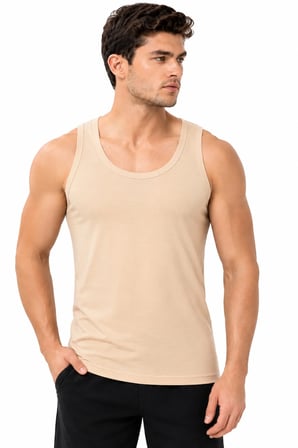 3'lü Paket Erkek Ten Rengi Modal Atlet Pamuklu Esnek Nefes Alan Yumuşak Günlük İç Giyim S M L XL 2XL