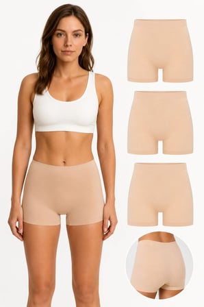 3'lü Paket Modal Kumaş Yüksek Bel Toparlayıcı Boxer Kadın Şekillendirici İç Giyim