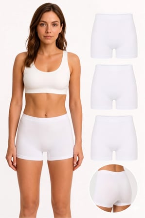 3'lü Paket Modal Kumaş Yüksek Bel Toparlayıcı Boxer Kadın Şekillendirici İç Giyim