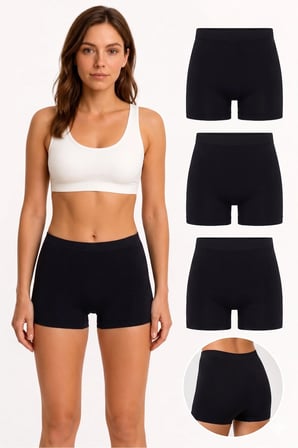 3'lü Paket Modal Kumaş Yüksek Bel Toparlayıcı Boxer Kadın Şekillendirici İç Giyim