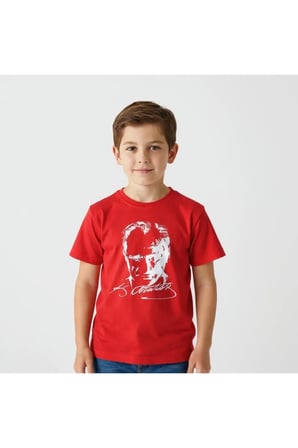 Atatürk Baskılı Çocuk Tişört Unisex Pamuklu Kısa Kollu Tişört
