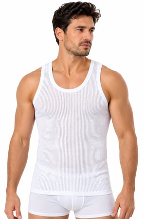 Erkek Fileli Atlet 6’lı Paket %100 Openend Pamuk Nefes Alan Beyaz Erkek İç Giyim Atlet S-M-L