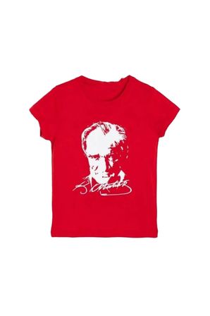 Atatürk Baskılı Çocuk Tişört Unisex Pamuklu Kısa Kollu Tişört