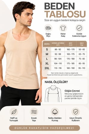 Erkek Ten Rengi Modal Atlet Pamuklu Esnek Nefes Alan Yumuşak Günlük İç Giyim S M L XL 2XL