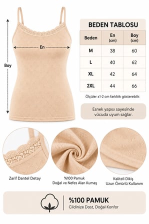 Kadın Pamuklu İp Askılı Dantelli Atlet 6’lı Paket %100 Pamuk Siyah Beyaz Ten M-L-XL-2XL
