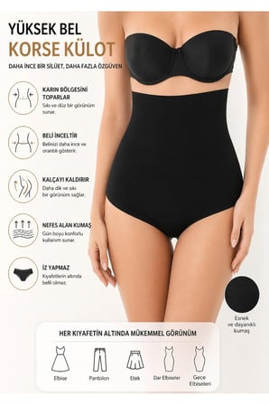 Kadın Yüksek Bel Toparlayıcı Korse Slip – 2 Beden İnce Gösteren Dikişsiz Göbek Toparlayıcı