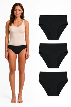 Kadın Düşük Bel Lazer Kesim Dikişsiz Külot | Kaymaz Bantlı | Siyah & Ten | Seamless Slip