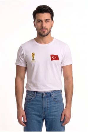 Milli Maç Dünya Kupası Taraftar Tişörtü Türkiye Bayrak Baskılı Unisex T-Shirt