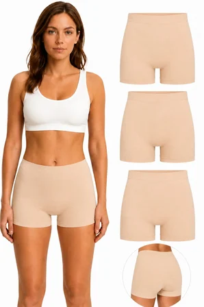 3'lü Lazer Kesim Kadın Boxer Külot Dikişsiz İz Yapmaz Esnek Rahat S-M-L-XL (36-42)