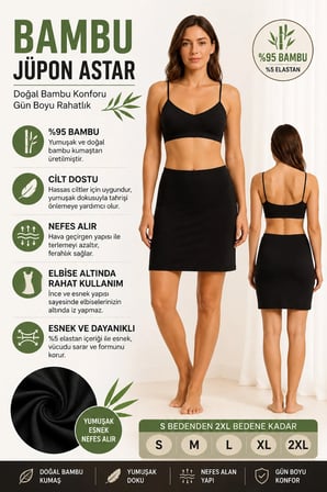 Bambu Jüpon Astar Kadın İç Etek Bambu Esnek Yumuşak Kumaş