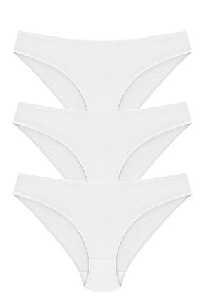 6 Adet Beyaz Renk Bikini Külot