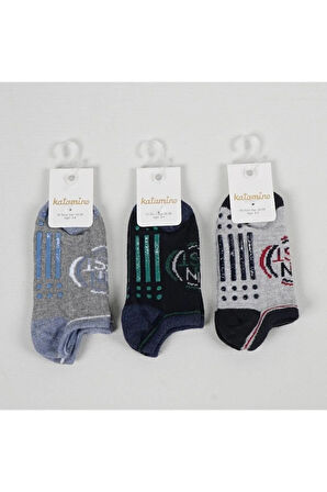 Erkwk Çocuk Dikişsiz Taban Kaydırmaz Patik Çorap 6 Çift