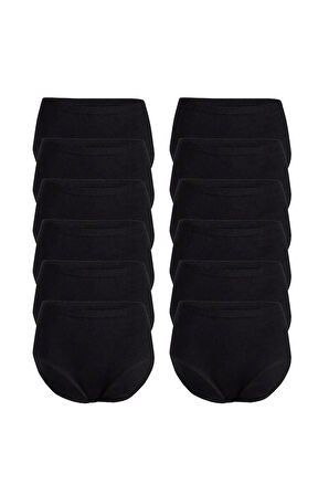 12 Adet Siyah Renk Büyük Beden Biyeli Bato Külot