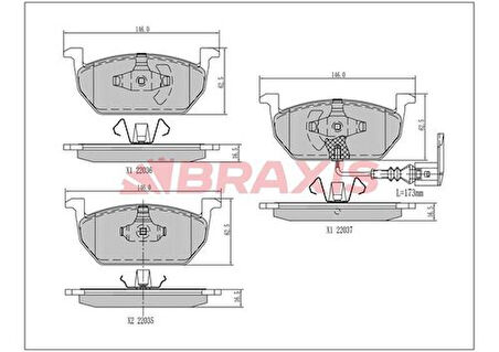 Braxıs Aa0458 Ön Fren Balatası Golf Vıı Leon Octavıa 1.2 1.4 1.8 2.0Tsı 1.6 2.0 TDI 13>