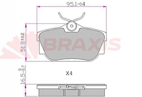 Braxıs Aa0608 Fren Balatası Arka Transporter T4 96>03