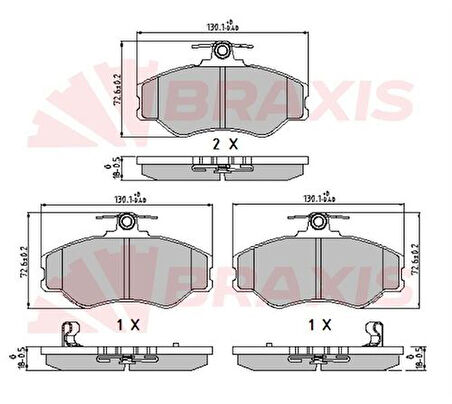 Braxıs Aa0609 Ön Fren Balatası Hyundaı H100 Mınıbus 1994-2005 H100 Kamyonet 1993-2002