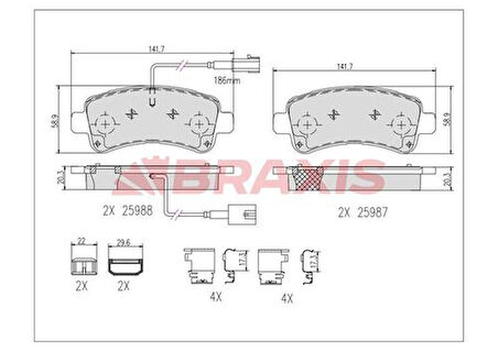 Braxıs Aa0614 Fren Balatası Arka Fıslı Ducato 14> Boxer 14> Jumper 14>