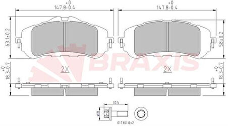 Braxıs Aa0623 Fren Balatası Ön 308 13> Dısk Capı 283×25