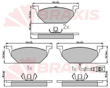 Braxıs Aa0627 Fren Balatası Ön Caddy Altea 04>15 Golf V Vı A3 Octavıa 04>13 Jetta 06>11 Leon 06>13 Toledo 05>09 Yetı 10>17