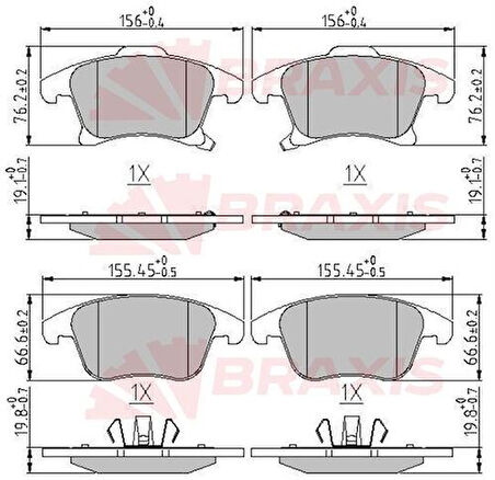 Braxıs Aa0646 Ön Fren Balatası Galaxy S Ma15 > Mondeo IV 14 > 16 Jant 1.5 2.0 Eco Boost 2.0Tdcı