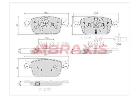 Braxıs Aa0662 Ön Fren Balatası Audı A4 1.4 Tfsı 2.0 Tfsı 15> A5 1.4 Tfsı 2.0 Tfsı 16>