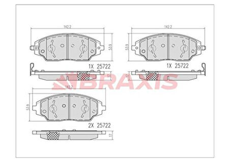 Braxıs Aa0680 Fren Balatası Ön Aveo T300 11> (Asınma Ikaz Gostergesı Icın)