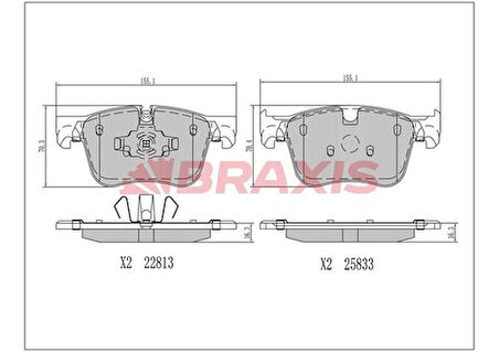 Braxıs Aa0693 Fren Balatası Ön Ds 7 17> 3008-5008-Partner-Rıfter 16> Grandland 17> Combo E 18>