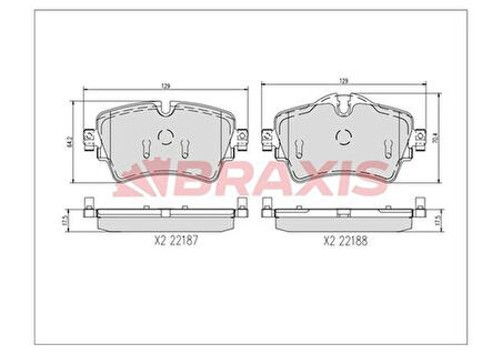 Braxıs Aa0734 Fren Balatası Ön Bmw F45 F46 14> Mını F55 F56 F57 13>
