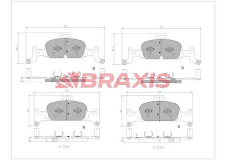 Braxıs Aa0773 Ön Fren Balatası Audı A4 A5 Q5 1.4 Tfsı 2.0 Tfsı 2.0Tdı 15>