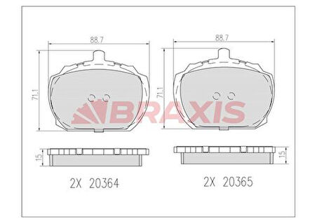 Braxıs Ab0601 Fren Balatası Ön Range Rover I 85>90 Defender 90>94 Transıt Iveco 78>92 Daıly I 78>88