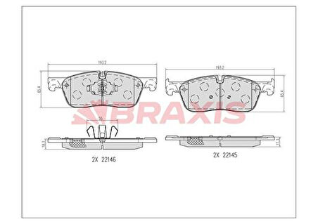 Braxıs Ab0614 Fren Balatası Ön Jaguar F-Pace X761 17> Xe X760 15> Xf Sportbrake X260 17>