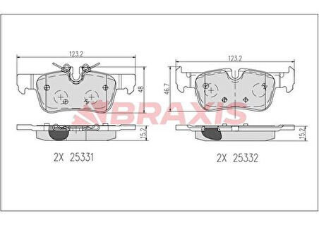 Braxıs Ab0636 Fren Balatası Arka Bmw F45 F48 F39 Mını F60 F53