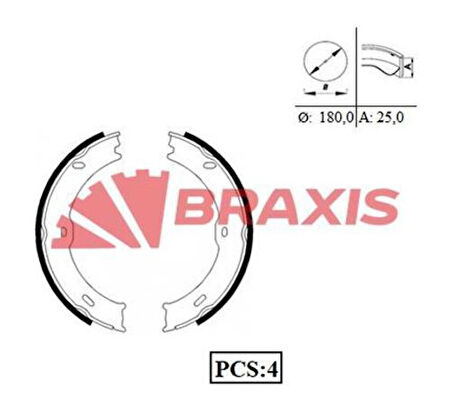 Braxıs Ac0071 Arka Fren Pabuclu Balata Sprinter 906 06>16 Crafter 06>16 (Tek Teker)