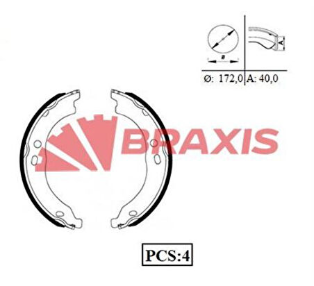 Braxıs Ac0078 Arka Fren Pabuclu Balata Ducato III Jumper III Boxer III 06> Olcu (42×172) (Kıt)