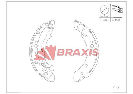 Braxıs Ac0121 Fren Balatası Arka Kampana Clıo II 01> Clıo IV 12> Logan 04> Sandero 12> 1007 05> C2 02> C