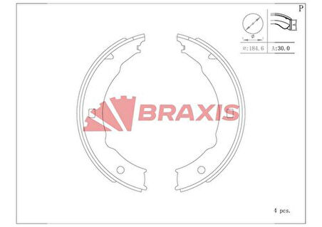Braxıs Ac0148 El Fren Balatası 406 95> 04 607 00> 11 Xsara 1.8 98> 04 185×29