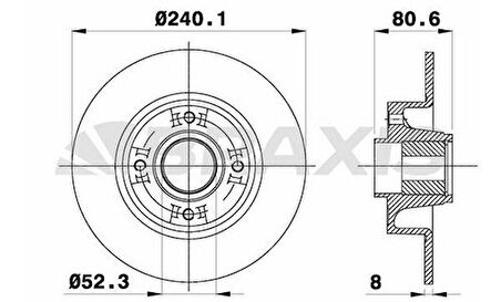 Braxıs Ad0032 Rulmanlı Arka Fren Dısk Aynası (Abs Sensör Halkası Harıc)Megane II Clıo III Modus 1.2 1.4 1.5Dcı 1.6 1.8 1.9Dcı 2.1