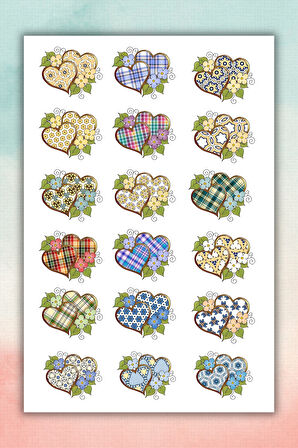 Kalp Temalı Sticker Seti Bullet Journal Ajanda Için Uygun Set