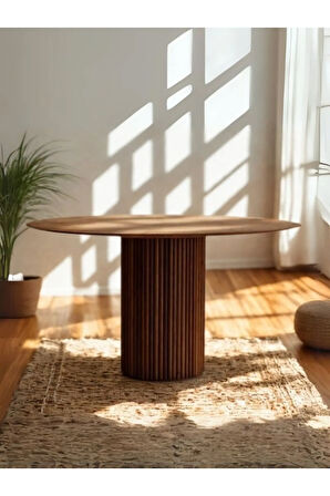 Breeze Yuvarlak Ahşap Bohem Masa 130x130