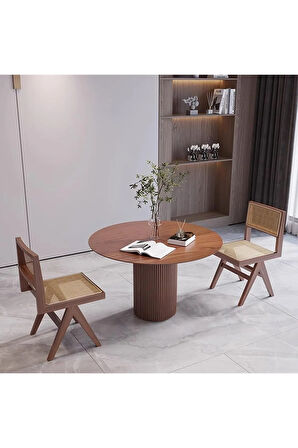 Breeze Yuvarlak Ahşap Bohem Masa 90x90