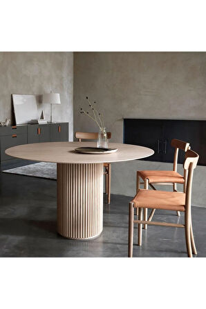 Breeze Yuvarlak Ahşap Bohem Masa 90x90