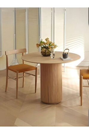 Breeze Yuvarlak Ahşap Bohem Masa 100x100