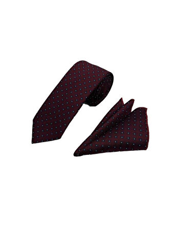 Brianze Bordo Lacivert Desenli Kravat Ve Mendil Set