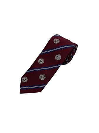 Brianze 8 Cm Bordo Lacivert Çizgili Arma Desenli Kravat