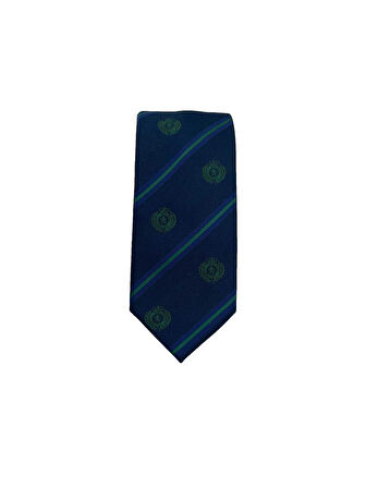 - Brianze 8 Cm Lacivert Yeşil Çizgili Arma Desenli Kravat