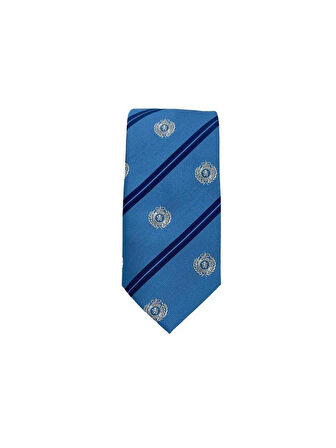 - Brianze 8 Cm Mavi Lacivert Çizgili Arma Desenli Kravat