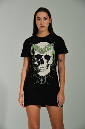 T-shirt Kısa Elbise GREEN MAGIC SKULL